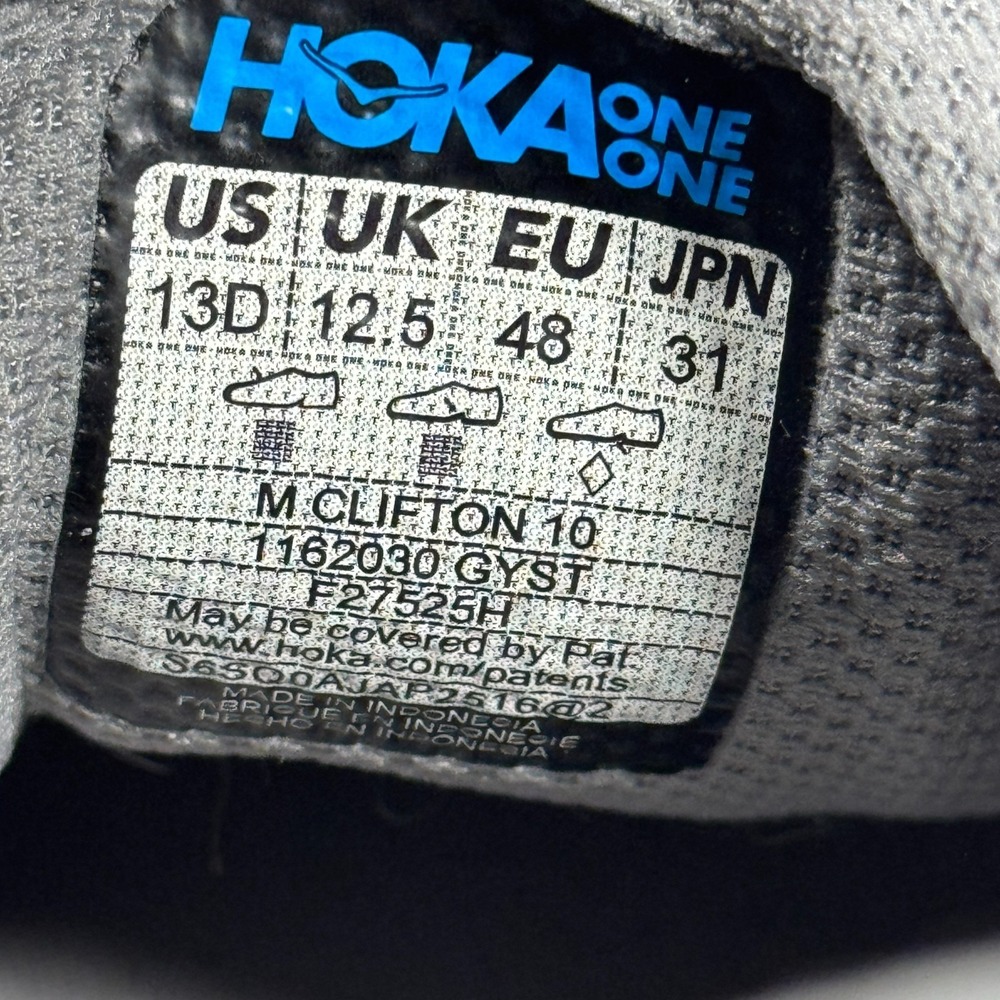 Hoka Clifton 10 Sneakers Mens 13D Galactic Gray Road Running Shoes - Picture 6 of 9